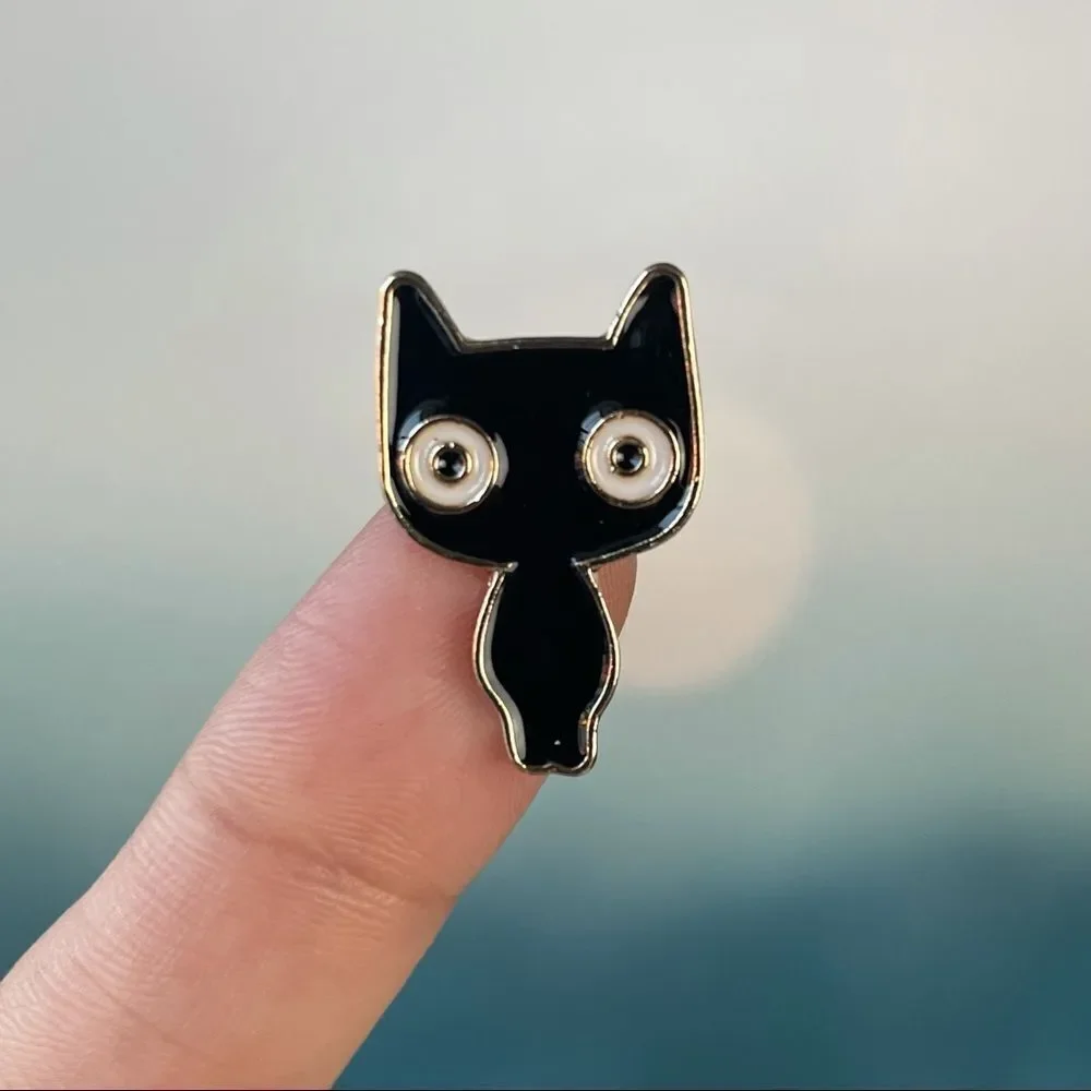 Black Anime Kitty Enamel Pin/ Brooch Lapel